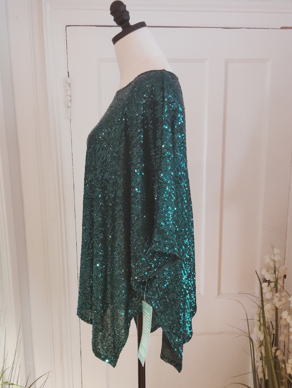 MSK Sequinned Round Neck Short Sleeve Blouse - Picture 7 of 16